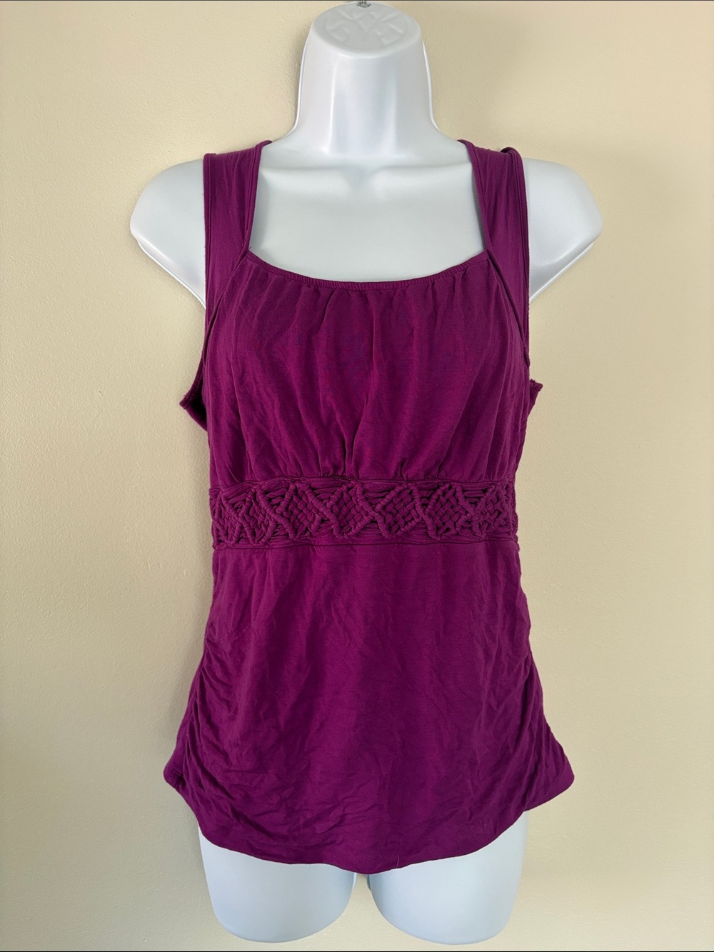 Ricki's Plum Square-Neck Tank with Braided Waist